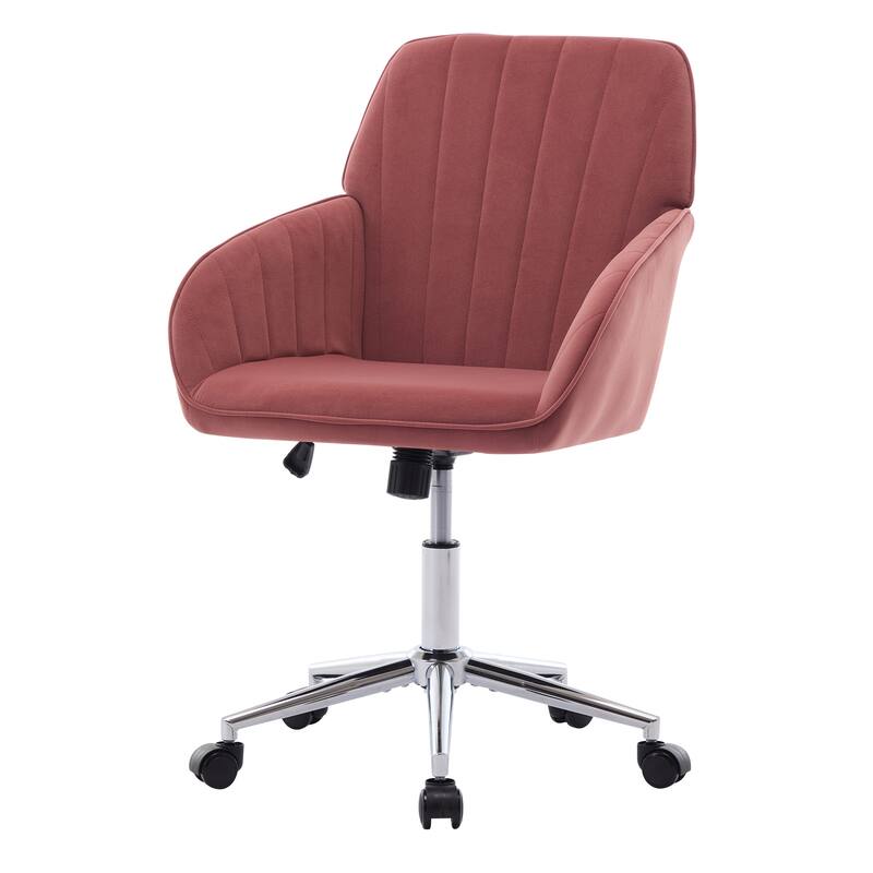 Adjustable Velvet Office Chair - Ergonomic Swivel Design for Home and Bedroom