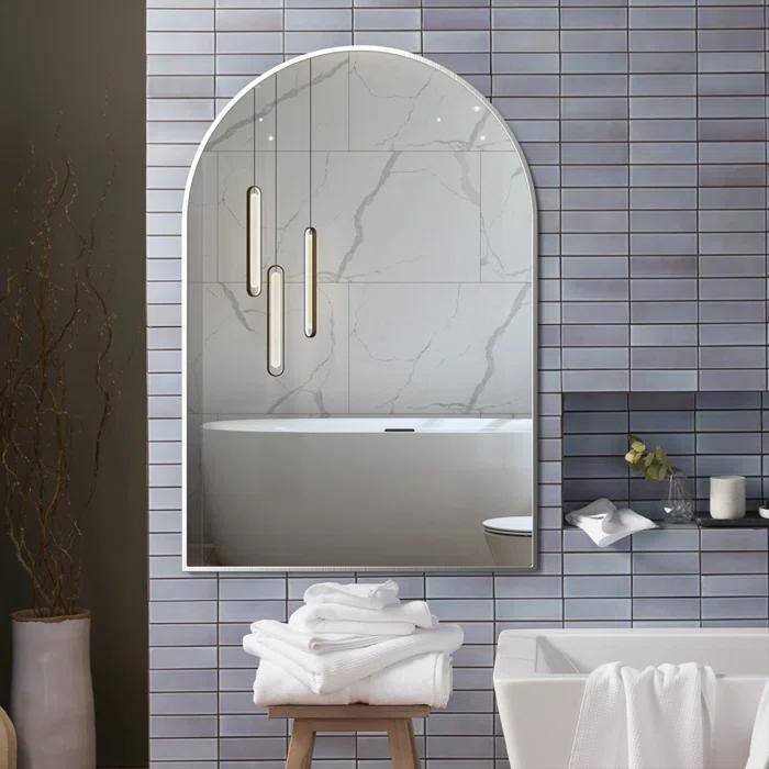20x30 Inch Metal Framed Arched Bathrrom Mirror
