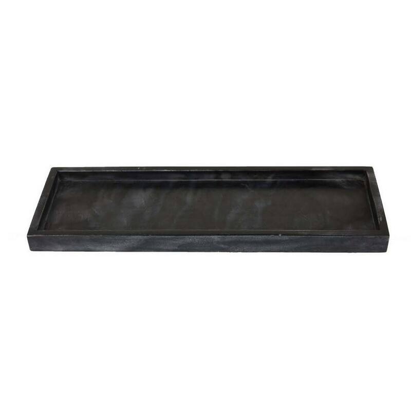 Decorative Accent Tray, 18 Inch Rectangular, Black Marble