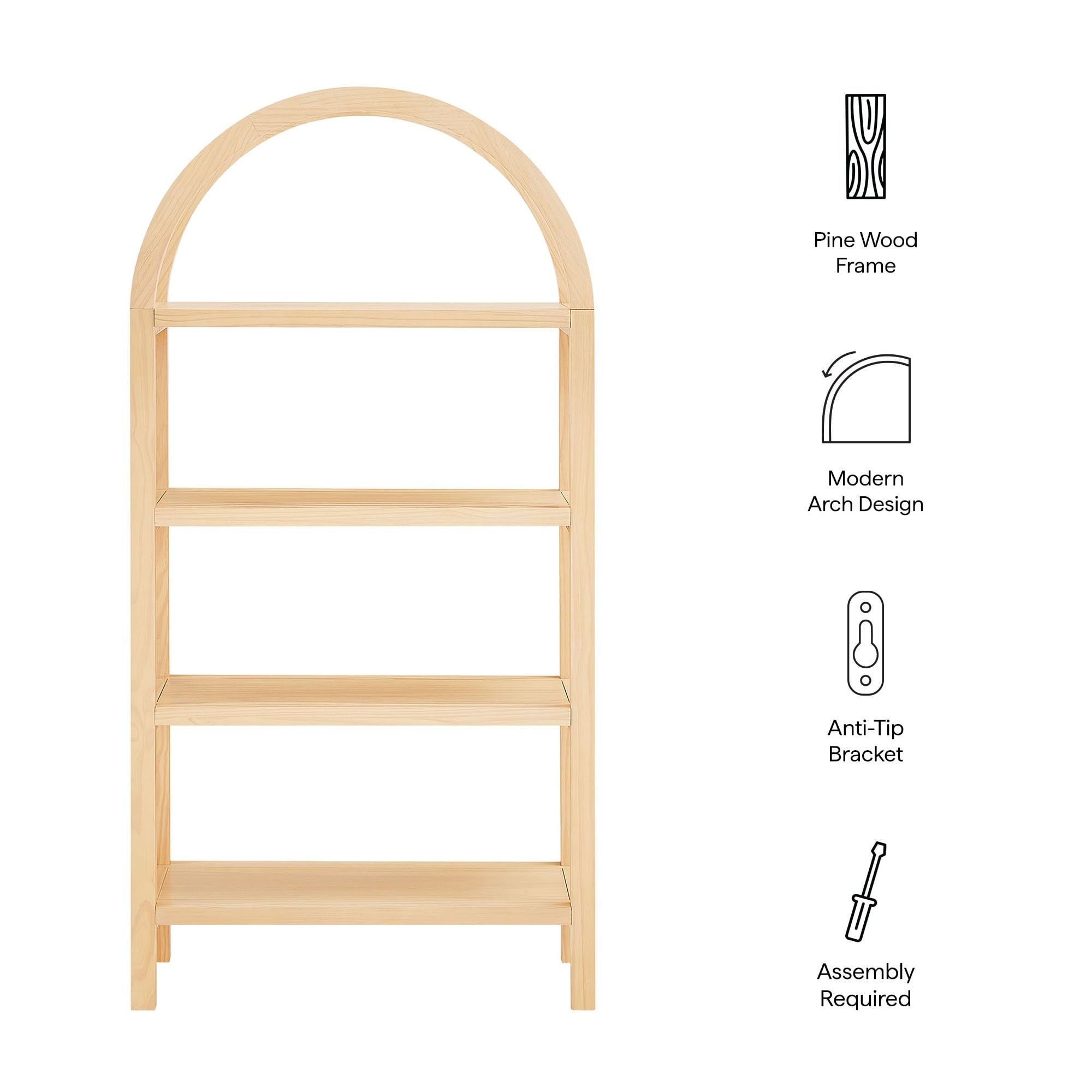 Vexley 60 Inch Arched Bookshelf - Overstock - 43098076