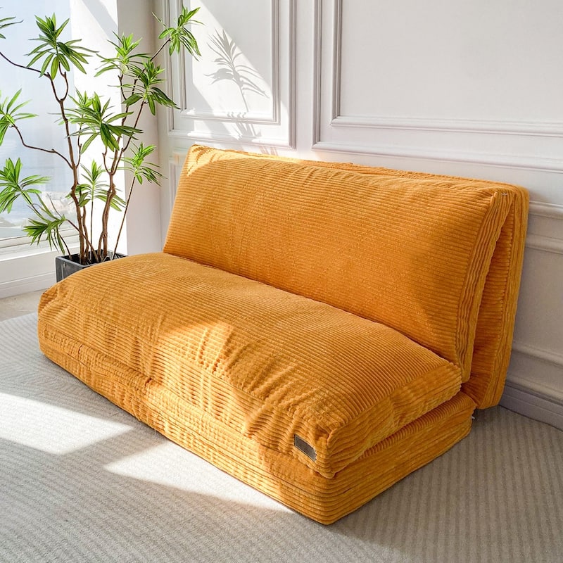 Corduroy Bean Bag Folding Sofa Bed - Orange - Medium