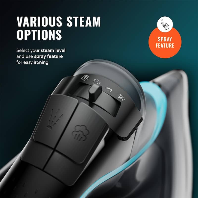 Pursteam SteamBurst+ 1750W Steam Iron, Ceramic Soleplate, Adjustable Steam, Powerful and Long-Lasting Steam for All Fabric