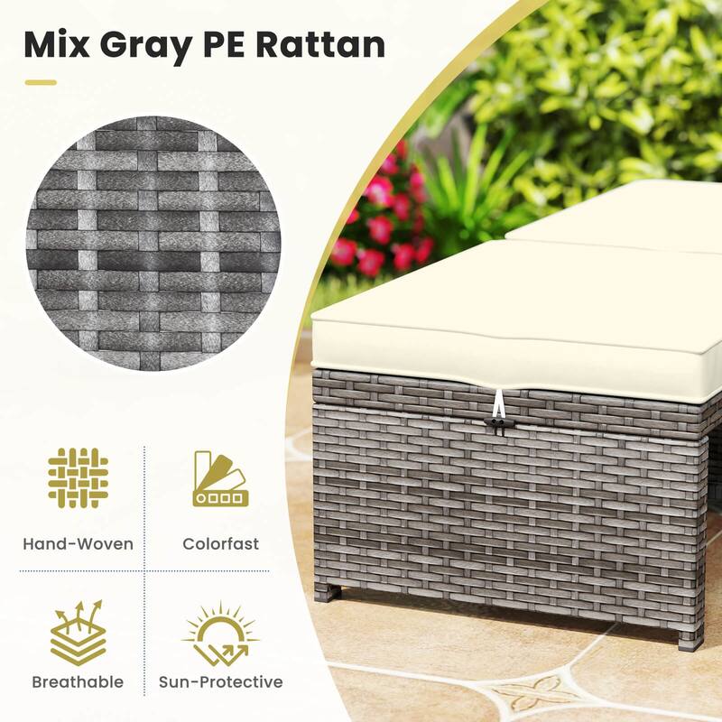 Costway Patio Ottomans Set of 2 PE Rattan Footstools with Removable - See Details