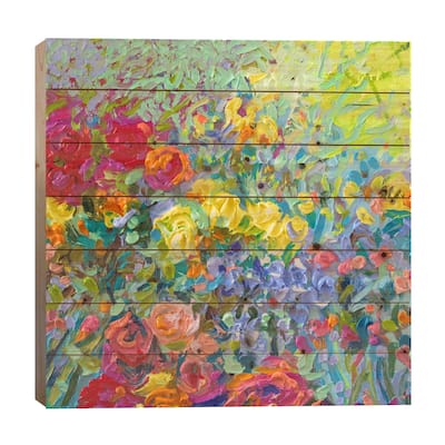 Clay Flowers Print On Wood by Iris Scott - Multi-Color