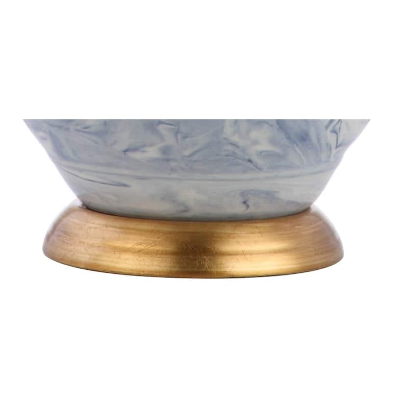 Holly 20.5" Marbleized Ceramic LED Table Lamp, Blue/White by JONATHAN Y