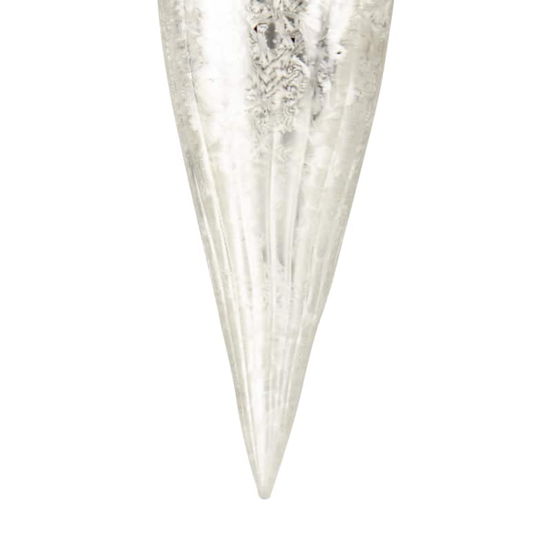 9.5" White Beaded Glitter Finial Glass Christmas Ornament