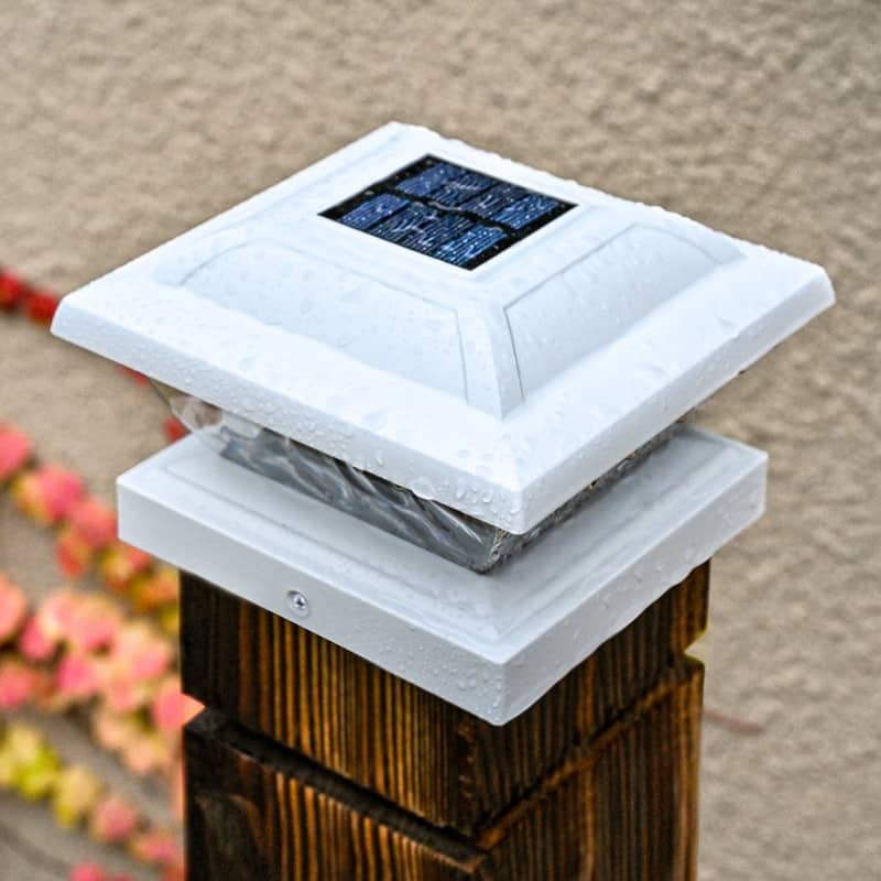 FKHouse 5×5 Outdoor Solar White Plastic Waterproof Post Cap Light, 2800K - 8 Pack