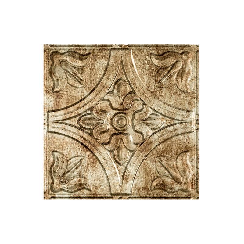 FASÄDE Traditional Style 2 Decorative Vinyl 2ft x 2ft Lay in Ceiling Panel in Bermuda Bronze (5 Pack) - 12in x 12in Sample - Bermuda Bronze