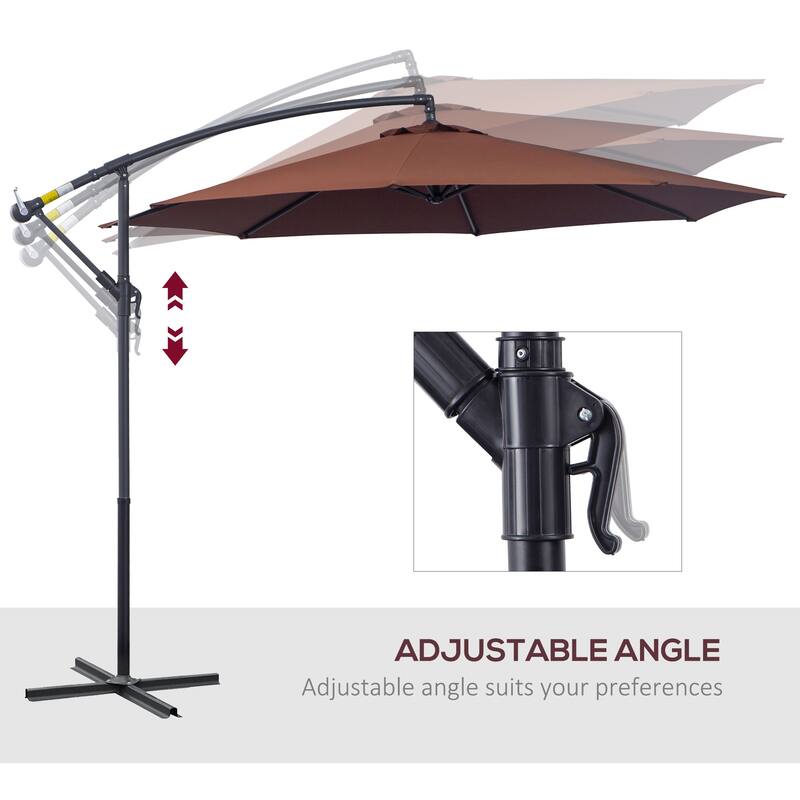 10' Cantilever Hanging Umbrella w/ UV Water Fighting Material,Stand