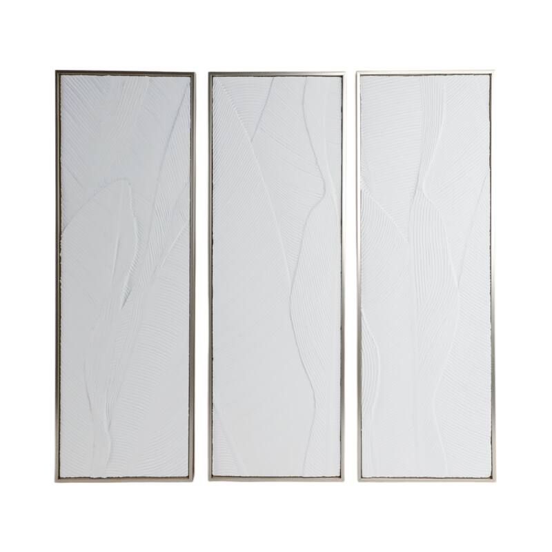 Glass Wall Art Textured Decor Home Living (Set of 3) - 16x48" Gold