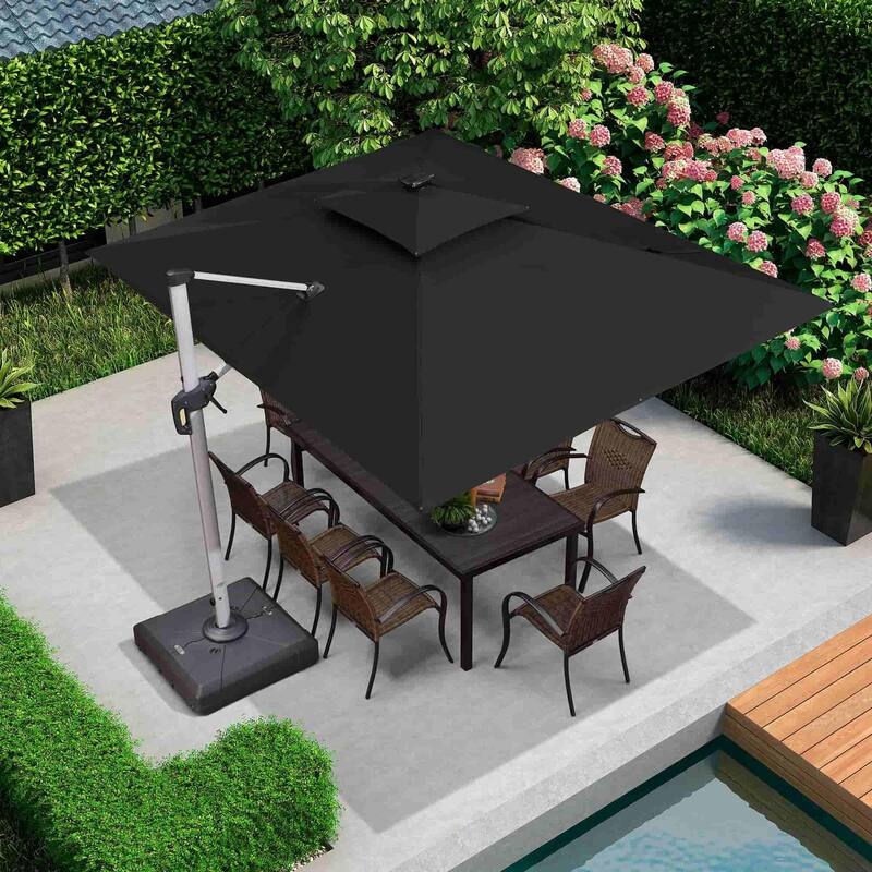 PURPLE LEAF 9 x 12 ft Double Top LED Rectangle Patio Cantilever Umbrella