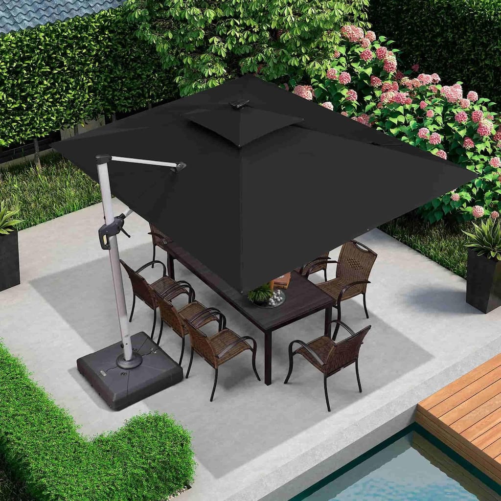 PURPLE LEAF 9 x 12 ft Double Top LED Rectangle Patio Cantilever Umbrella