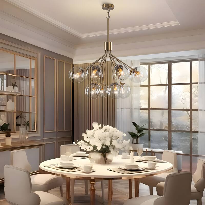 Starsky 12-Light Modern Bubble Seeded Glass Chandelier
