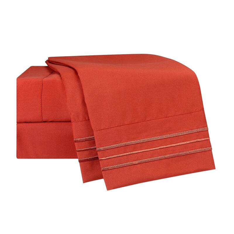 Clara Clark Premium 1800 Series Ultra-soft Deep Pocket Bed Sheet Set - Twin - Orange
