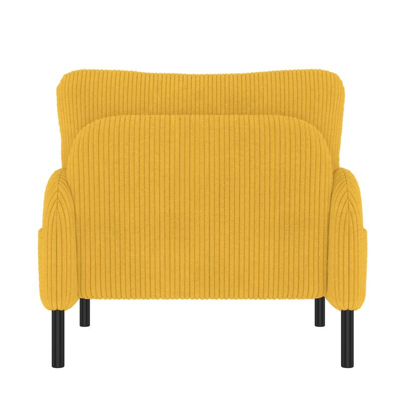 Corduroy Upholstered Single Sofa Chair, Lounge Reading Chair with Side Pockets, Armchair with Solid Wood Frame