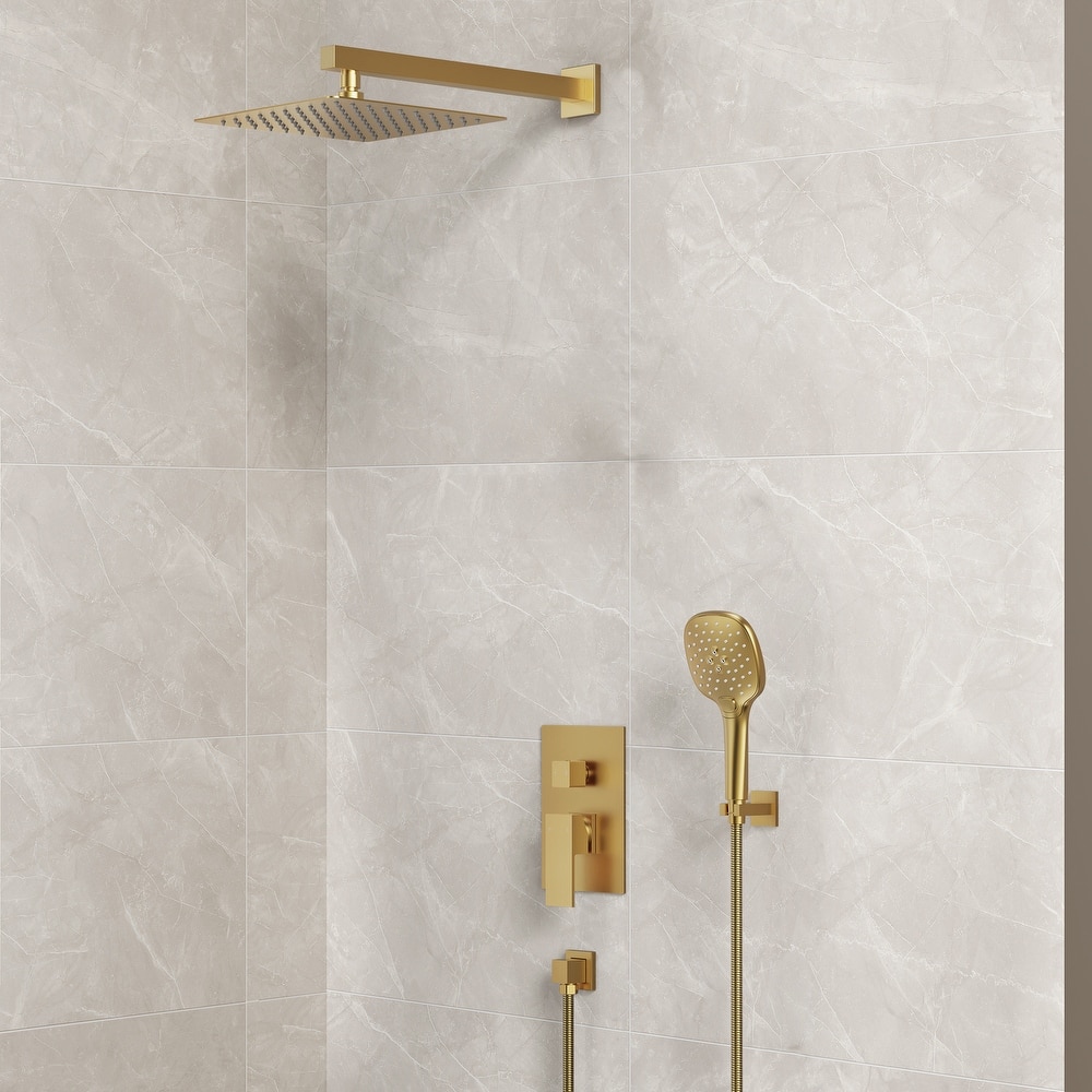 High-Pressure Rain Shower System, Shower Faucet Set 10" Rainfall Shower Head with 3-Function Handheld Spray