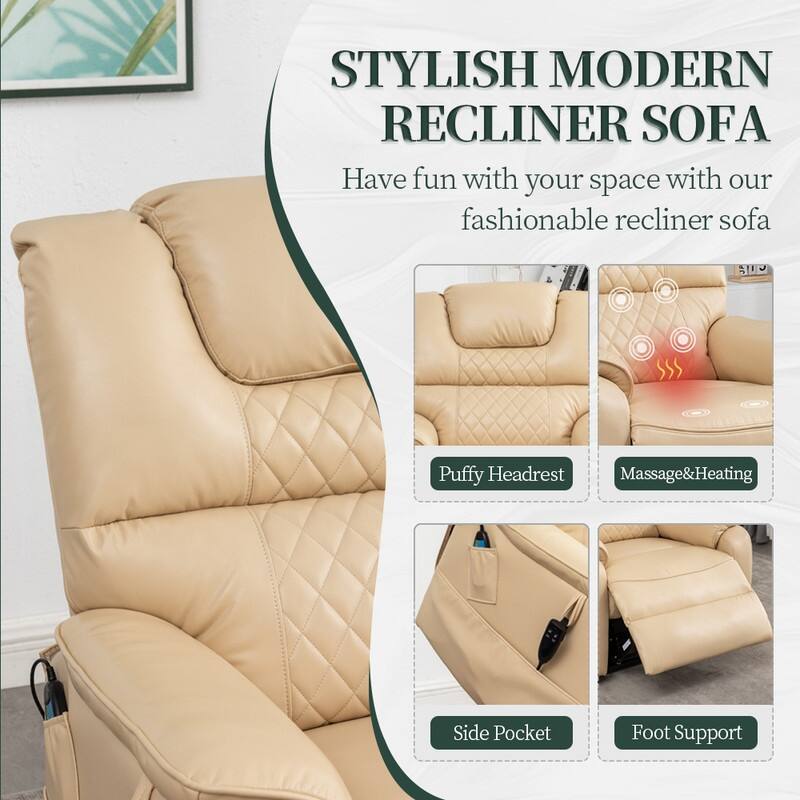 Best Choice Leather Dual Motor Power Lift Recliners - Lift Assist Recliner with Massage/Heating 400lbs