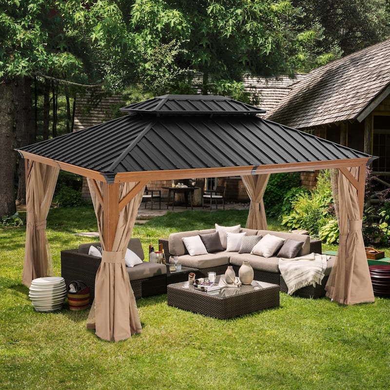 ABCCANOPY Outdoor Hardtop Gazebo with Galvanized Steel Double Roof