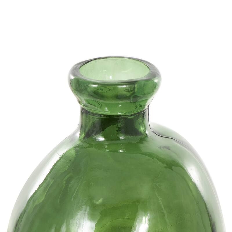 Green Recycled Glass Handmade Tall Curved Ombre Spanish Bottle Abstract Vase