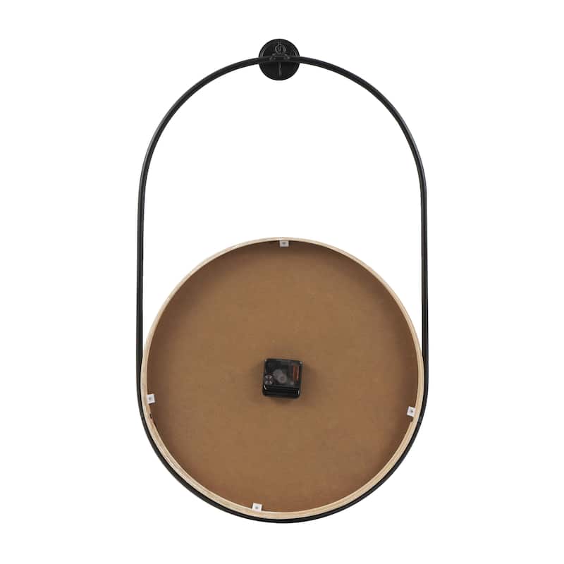 Wooden Suspended Hanging Decorative Wall Clock with Brown Wood Accents - Brown - Roche River Decor