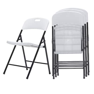 4 Pack Portable Plastic Folding Chairs, Sturdy Design, Indoor/Outdoor Events, White
