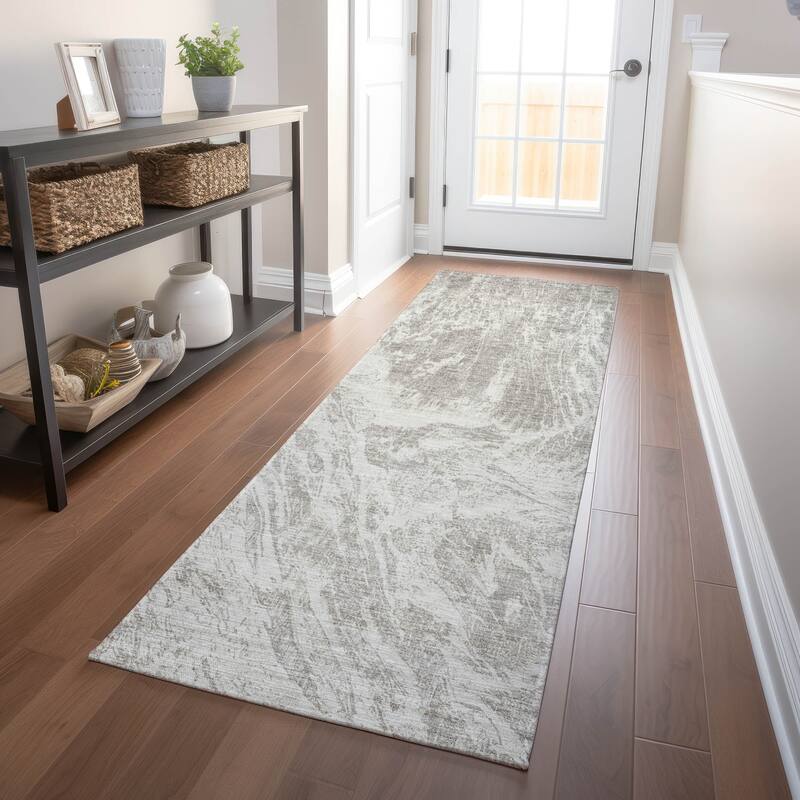 Machine Washable Indoor/ Outdoor Modern Abstract Chantille Rug