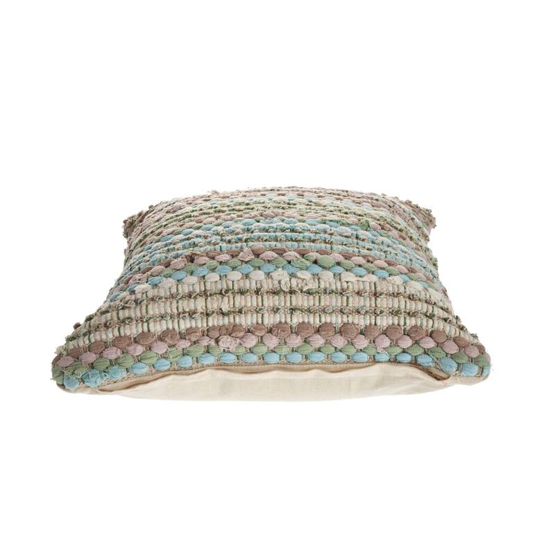 18" Green and Blue Weaved Handmade Square Throw Pillow