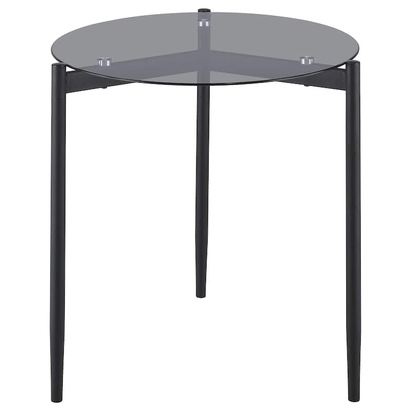 Rosalie Round Smoked Glass Top End Table Sandy Black