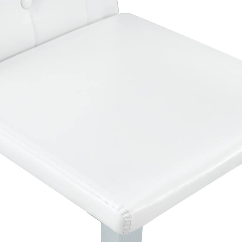 Set Of 4, PU Dining Chairs: Ergonomic Buckle Backrest, 35 Inches High, Golden Metal Legs, Combines Comfort And Texture