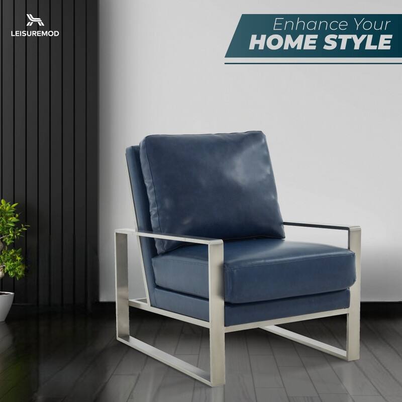 Jefferson Modern Velvet Accent Chair with Brushed Silver Frame, Plush Cushions, and Scratch-Resistant for Home or Office - 29.2