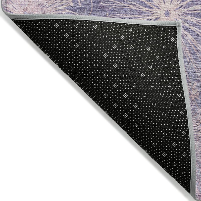 Machine Washable Indoor/ Outdoor Floral Geo Chantille Rug