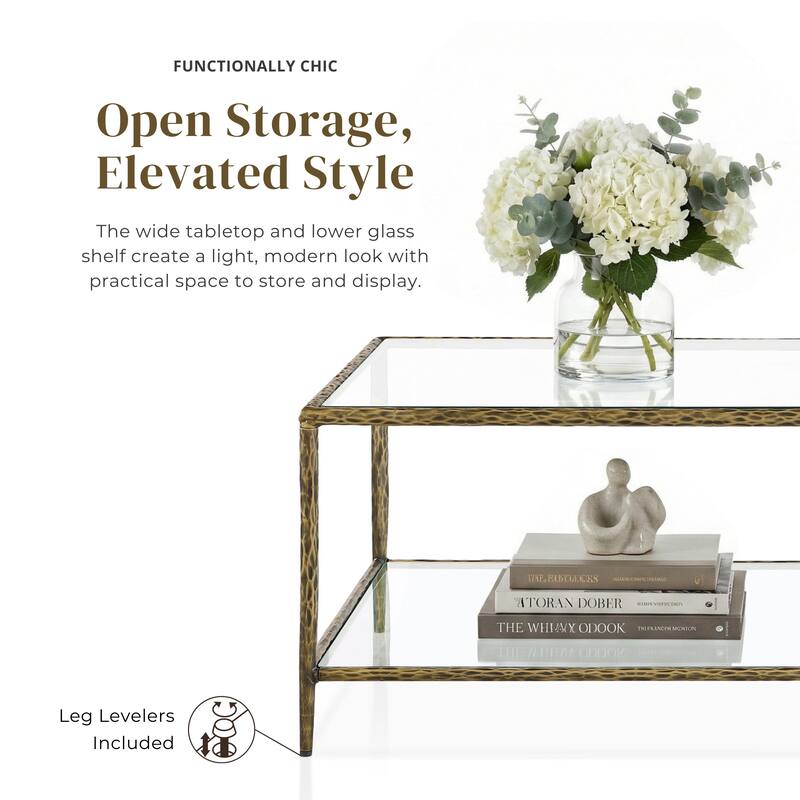 247 Shop At Home Lalia Modern Hammered Metal 3-Piece 1-Shelf Coffee Table Set