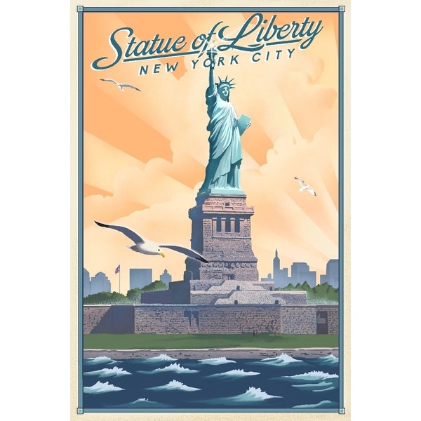 New York New York Statue Of Liberty Litho Lantern Press Artwork Art Print Multiple Sizes Available