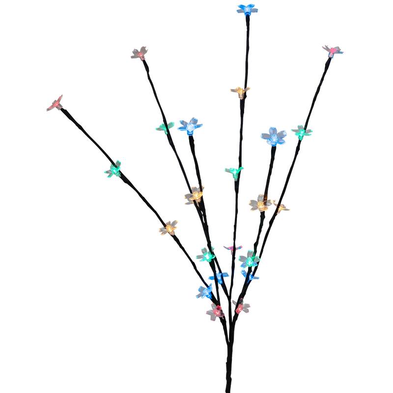 3 Cherry Blossom Artificial Tree Branches 2.5' Multicolor LED Lights