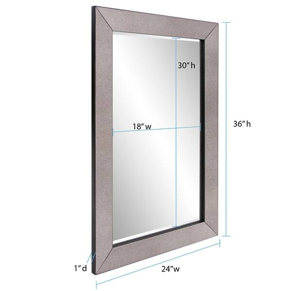 dimension image slide 2 of 3, Allan Andrews Smokey Gray Rectangular Framed Wall Mirror
