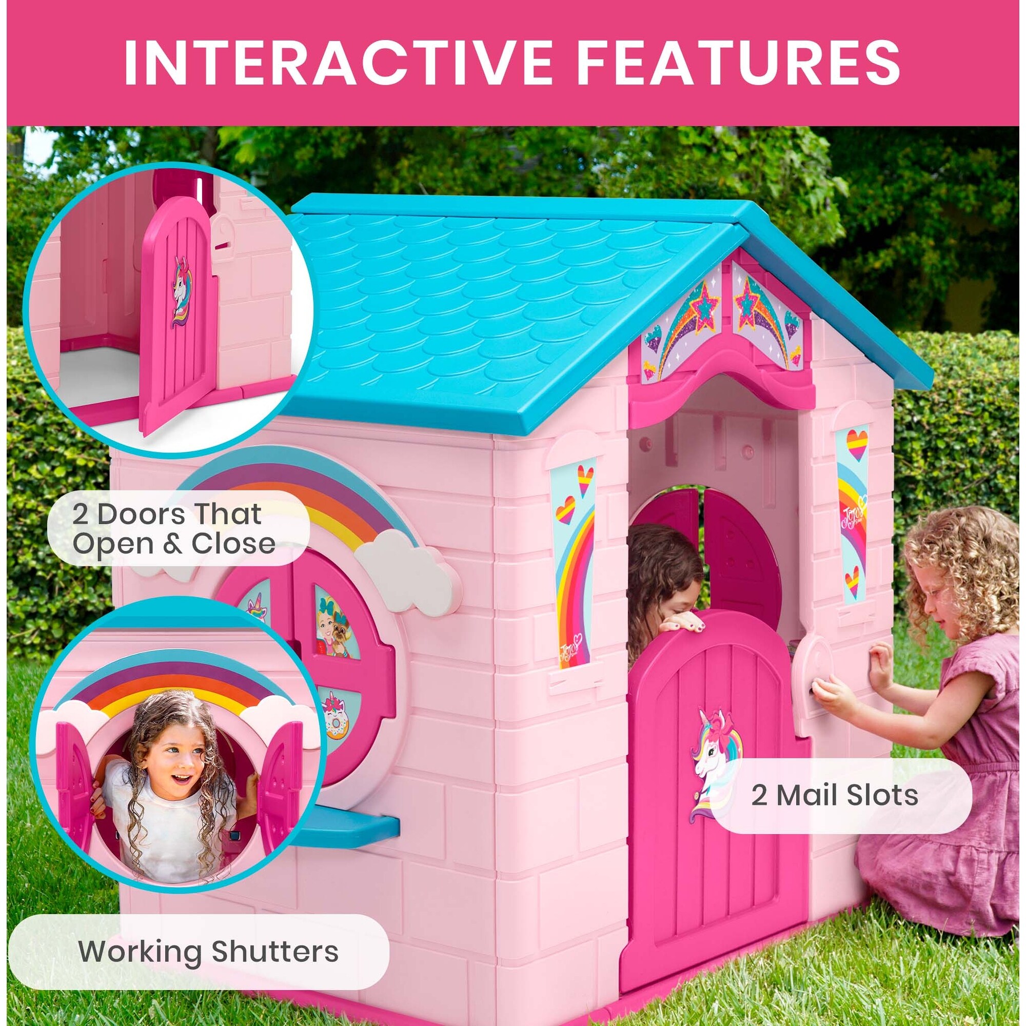 Plastic Indoor/Outdoor Playhouse with Easy Assembly, Pink - Bed Plastic Indoor/Outdoor Playhouse with Easy Assembly, Pink - Bed