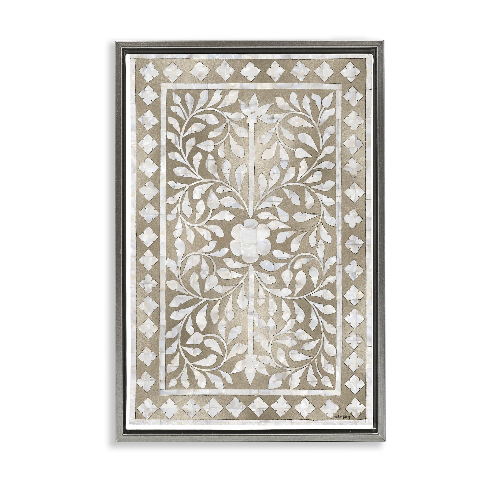 Stupell Arabesque Bohemian Pattern Framed Floater Canvas Wall Art Design By Amber Sterling