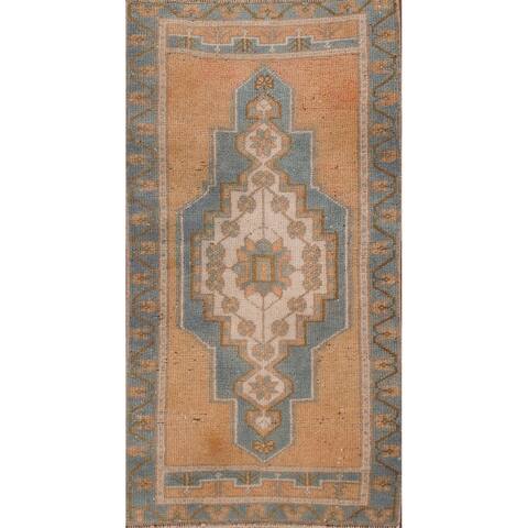 Geometric Anatolian Turkish Oriental Wool Rug Hand-knotted Carpet - 1'5" x 3'1"