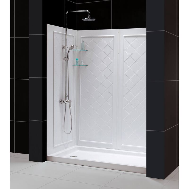 DreamLine Infinity-Z 36 in. D x 48 in. W x 76 3/4 in. H Sliding Shower Door, Shower Base and Backwall Kit