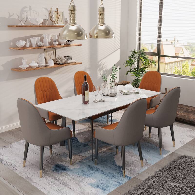 Sintered Stone and Iron Expandable Large Dining Table