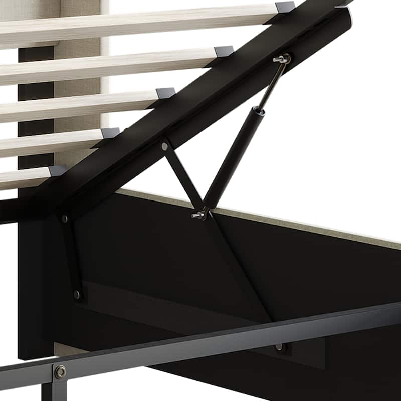 CraftPorch Elegant Wingback Platform Lift Up Storage Bed