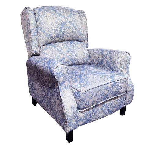 Classic Faric Recliner Club Chair Padded Seat Backrest Sofa Blue Pattern
