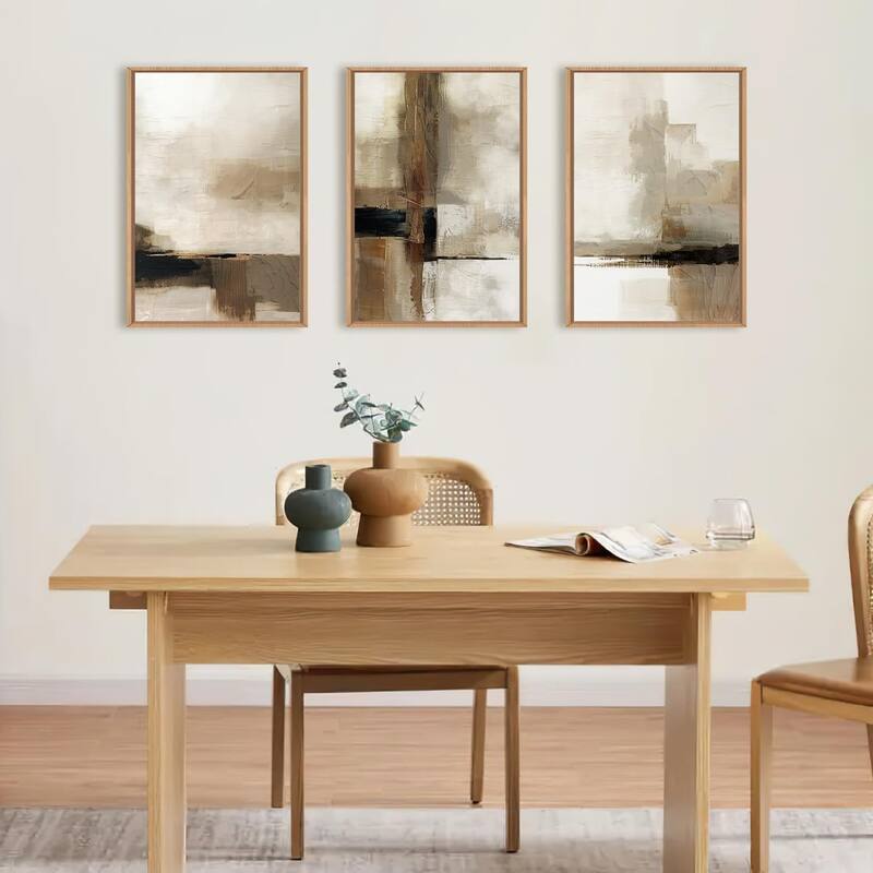 Brown Beige Wall Decor,Minimalist Black Wall Painting