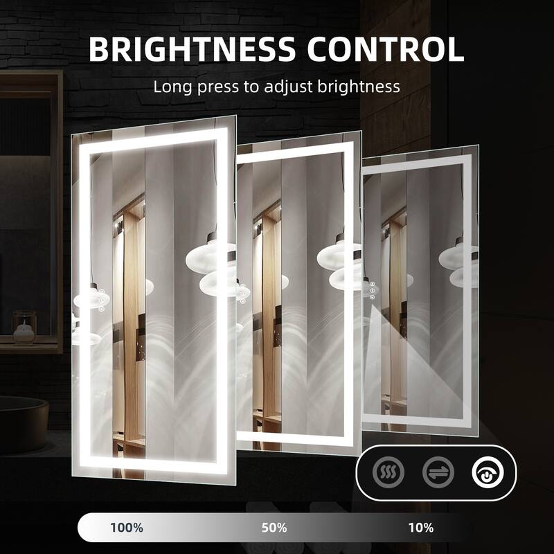 LED Bathroom Mirror with Front and Backlit Lights Anti-Fog