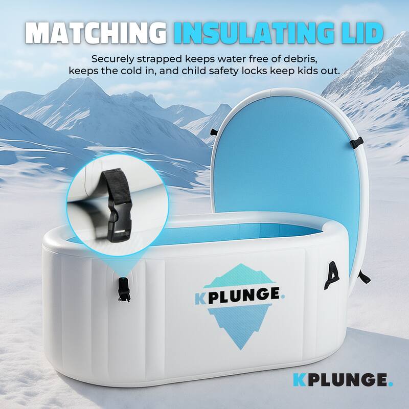 Kodiak 1-Person Inflatable Cold Plunge Ice Bath Tub/Hot Tub with PVC Insulated Lid, Hand Pump, and Repair Kit in Gray