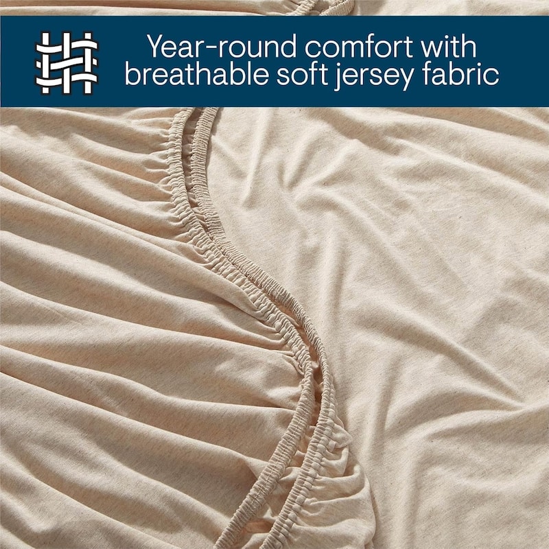 Aeropostale Super Soft Heather Oatmeal Jersey Knit Sheet Set All-Season Comfort