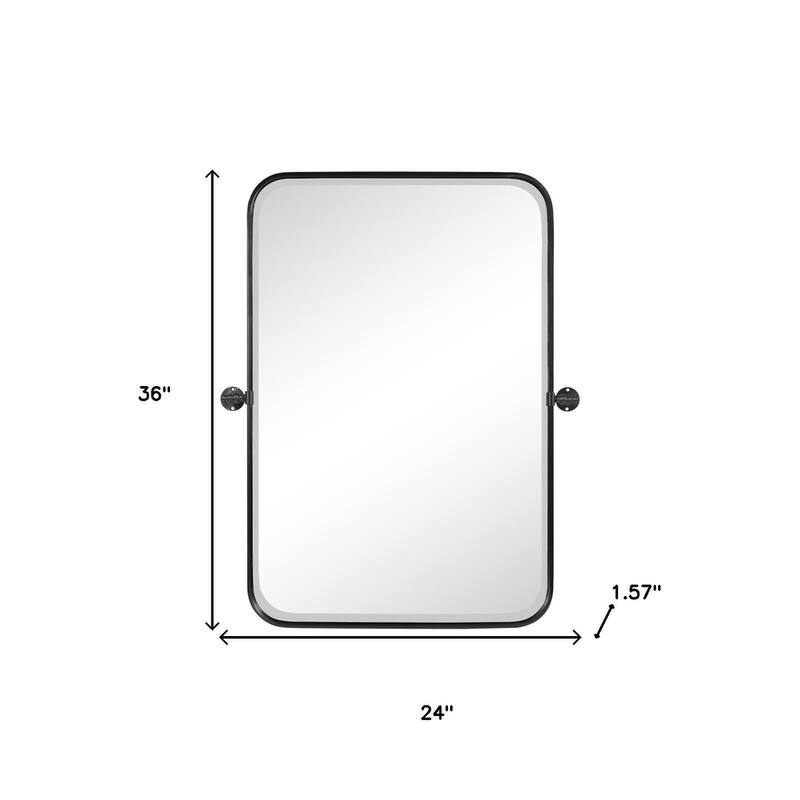 HomeRoots 36" Black Metal Adjustable Framed Accent Mirror - 24.00 in. x 36.00 in. x 1.57 in.