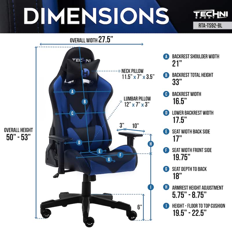 Sport TS-92 Office-PC Gaming Chai,High quality and durable， White