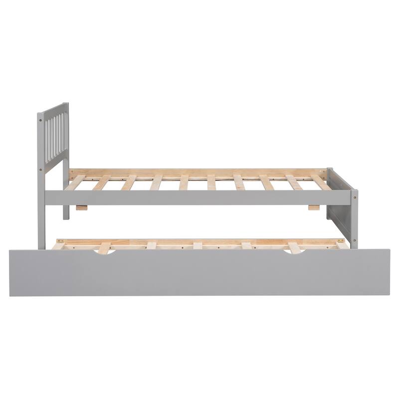 Modern Design Twin Size Platform Bed Frame for All Ages with 2 Drawers,Large Storage Space/Strong Wooden Slats/Non-Slip