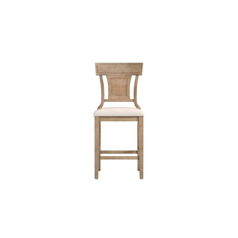Wooden Woven Back Bar Stools - 43" - Brown and Beige